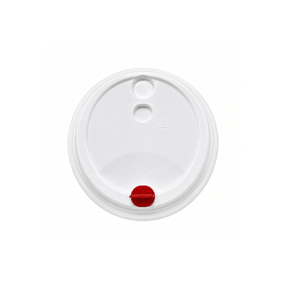 D90W-H | 90mm PP White Round Sip Lid W Red Heart Shaped Plug  Fit CY-Z500700 Cup - top