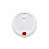 D90W-H | 90mm PP White Round Sip Lid W Red Heart Shaped Plug  Fit CY-Z500700 Cup - top