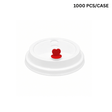 D90W-H | 90mm PP White Round Sip Lid W/ Red Heart Shaped Plug | Fit CY-Z500/700 Cup (1000 Pcs/Case)
