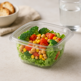 DC-12 | 12oz PET Clear Safety Lock Square Container (Base Only) with salad