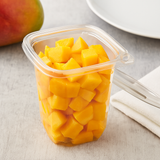 DC-32 | 32oz PET Clear Safety Lock Square Container (Base Only) with fruit