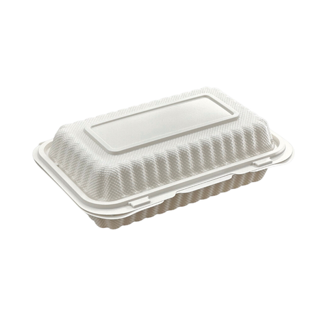 #EP28 | Microwavable PP Rectangular Clamshell Container W/ Hole | 9x6x2.6" - 150 Pcs