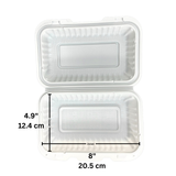 #EP28 | Microwavable PP Rectangular Clamshell Container W/ Hole | 9x6x2.6" - open