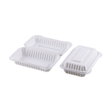 #EP28 | Microwavable PP Rectangular Clamshell Container W/ Hole | 9x6x2.6" - open and close