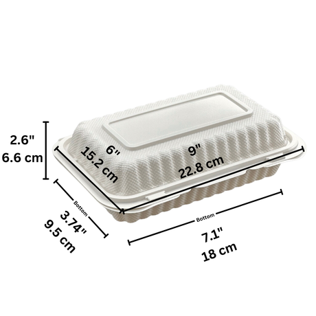 #EP28 | Microwavable PP Rectangular Clamshell Container W/ Hole | 9x6x2.6" - size