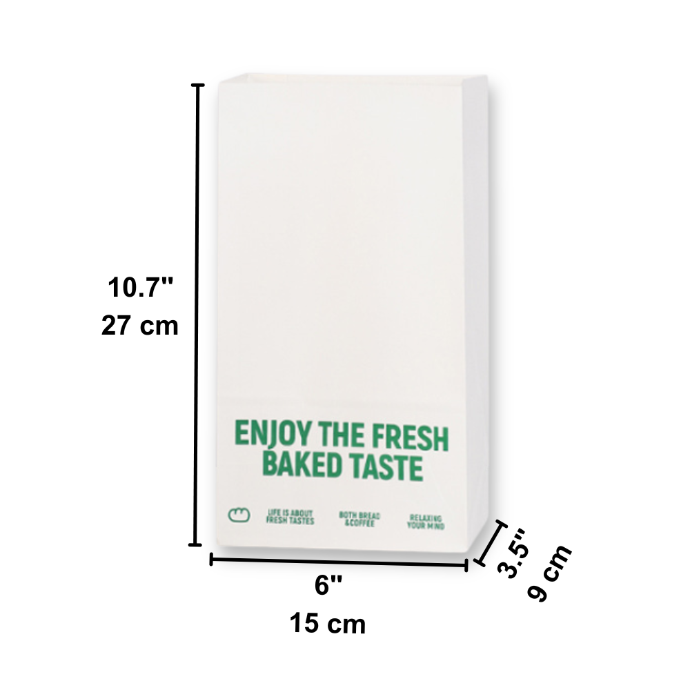 6lb White Paper Bakery Bag W/ Grease-Resistant Lining | 6x3.5x10.7" - size