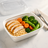 F-6412 Base | TD 12oz PP White Rectangular Container (Base Only)
