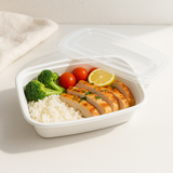 F-7524 TD 24oz Microwaveable PP White Rectangular Container With Lid with takout food