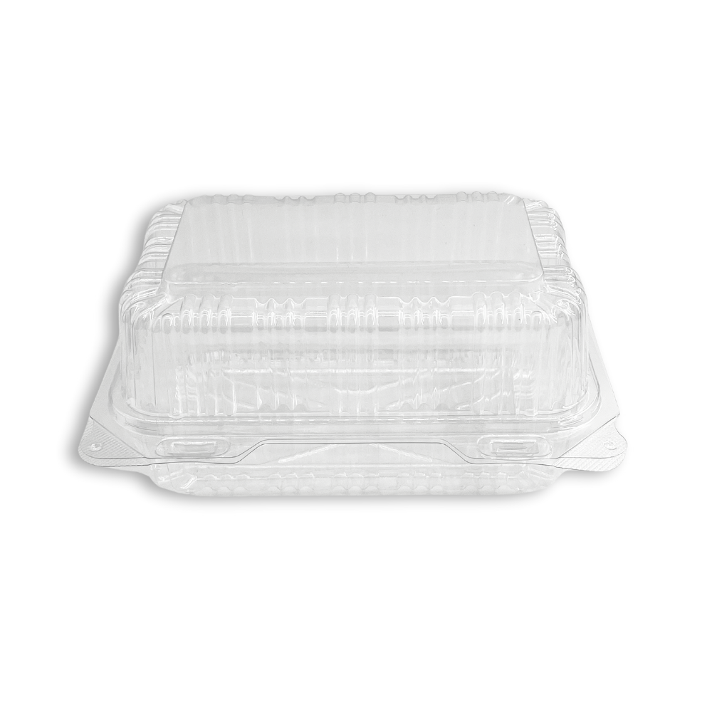 F1003 PET | Clear Rectangular Hinged Container | 8.43x6.1x3.54" - front