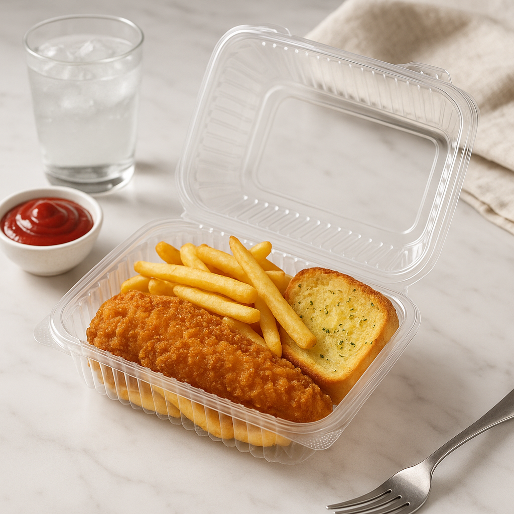 F1003 PET | Clear Rectangular Hinged Container | 8.43x6.1x3.54"