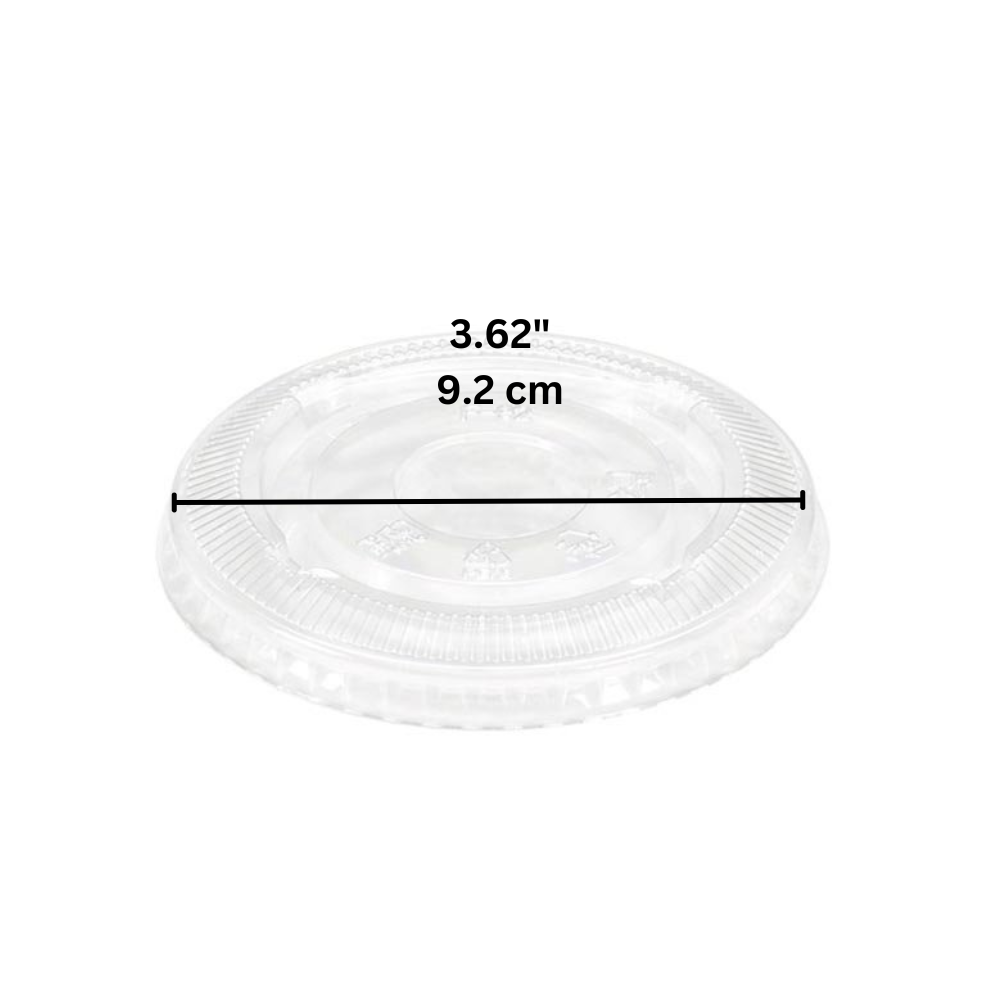 F92 | 92mm PET Clear Round Flat Lid | Fit VG12 Cup - szie