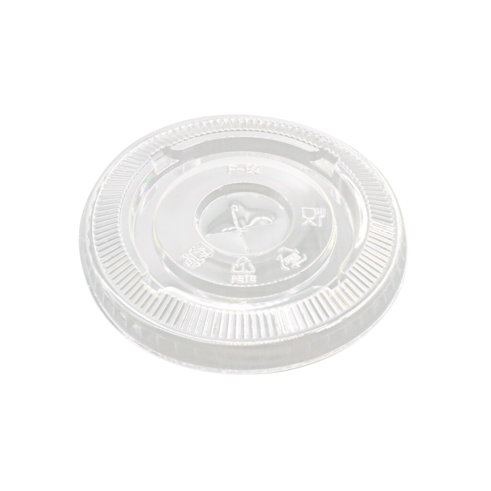 F92 | 92mm PET Clear Round Flat Lid | Fit VG12 Cup - top