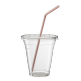 F92 | 92mm PET Clear Round Flat Lid | Fit VG12 Cup - with cup and straw