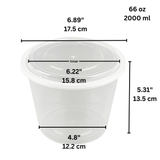 FS-459 | 66oz Microwaveable PP Clear Round Deli Container W/ Lid - size