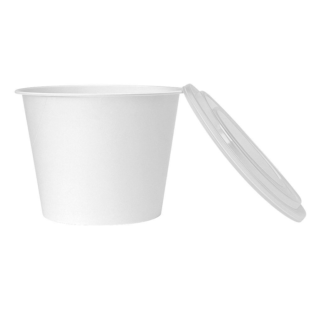 FS-459 | 66oz PP White Round Soup Container W/ Lid - open side