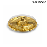 FS-9505 | 9.5" Golden Round Container W/ Clear Lid | 5 Compartment