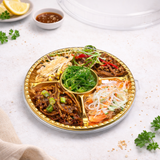 FS-9505 | 9.5" Golden Round Container W/ Clear Lid | 5 Compartment - with appetizer