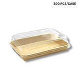 HD-1105 | Plateau à sushi en papier kraft de 15 oz avec couvercle en PET | 7,28 x 5,12 x 1,89 po - 300 ensembles