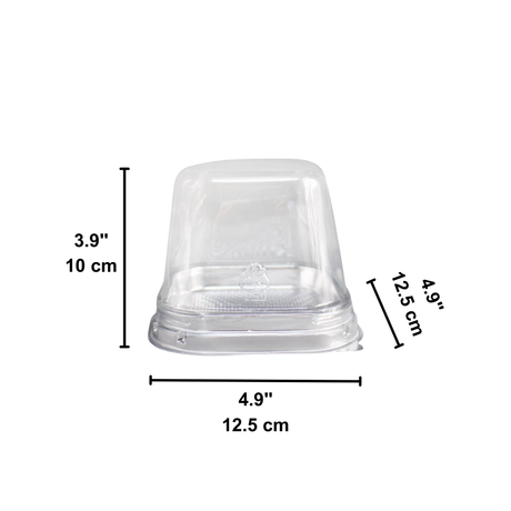 Boîte à gâteaux carrée transparente en PET argenté avec couvercle | 4,9x4,9x3,9" - 150 ensembles