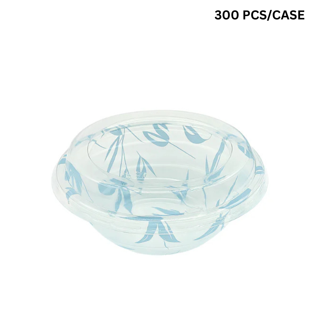 HD-550ML | 18oz PP Blue Maple Donburi Bowl W/ PET Anti-Fog Clear Lid