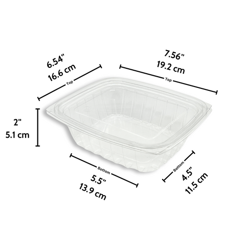 H079 | 24oz Clear Rectangular Salad Take Out Containers W/ Lid - size