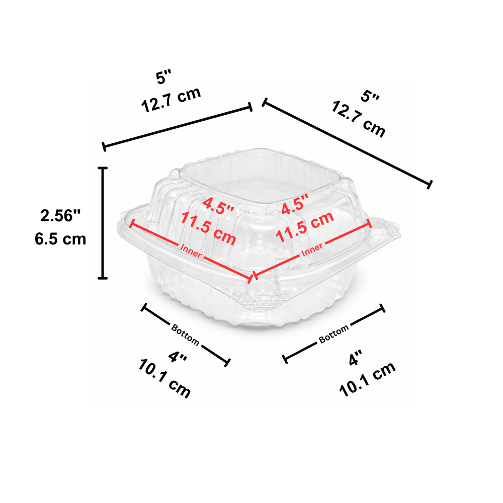 HC5527-WX | Clear Hinged PET Container | 5x5x2.56" - size