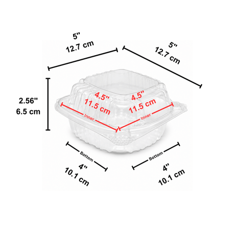 HC5527-WX | Clear Hinged PET Container | 5x5x2.56" - size