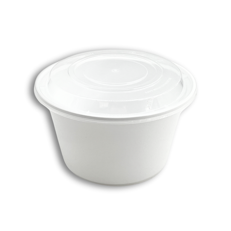 HD-1500 | 50oz PP White Round Deli Container W/ Clear Lid - 150 Sets