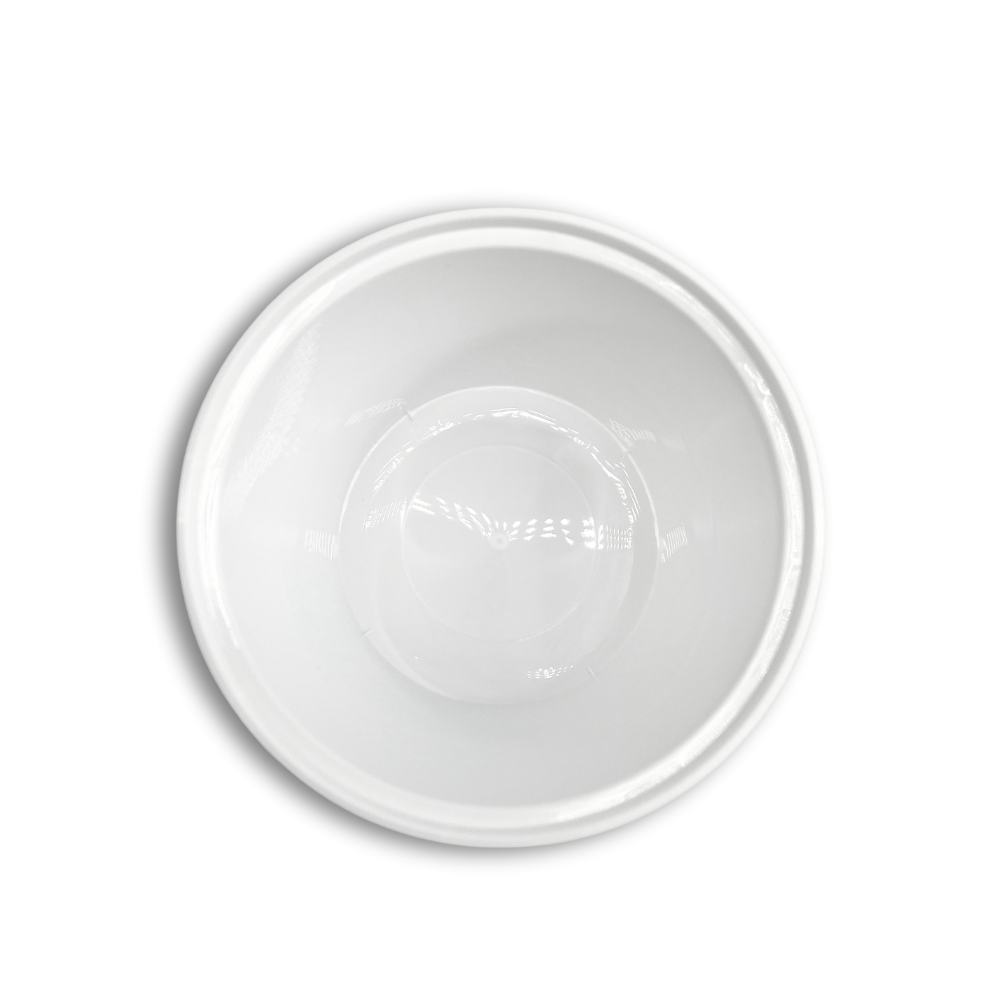 HD-1500 | 50oz PP White Round Deli Container W/ Clear Lid - top