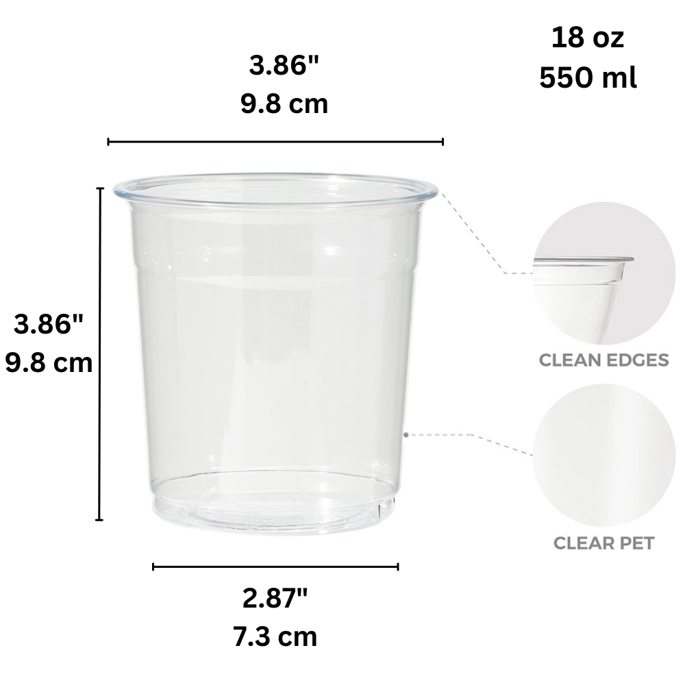 HD18 | 18oz Plastic PET Take Out Clear Cold Drink Cup - 1000 Pcs 