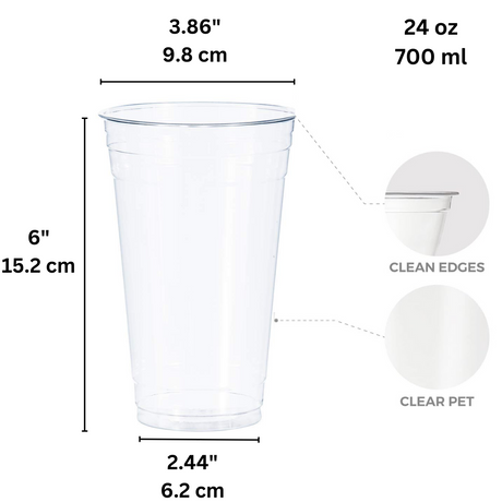 HD-24 | 24oz PET Clear Cold Drink Cup | 98mm Top - size