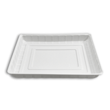 HD-2721 | 48oz Microwaveable PP White Rectangular Tray | 10.63x8.43x1.2" - front