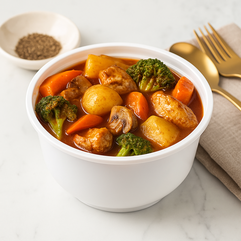 HD-500 | 16oz Microwaveable PP White Round Bowl (Base Only) with stew
