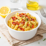 HD-850 | 27oz Microwaveable PP White Round Bowl (Base Only) with pasta