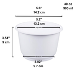 HD-999 | Bol rond blanc en PP micro-ondable de 34 oz (base uniquement) - 600 pièces