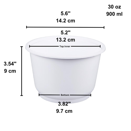 HD-999 | 30oz Microwaveable PP White Round Bowl (Base Only)