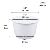 HD-999 | 34oz Microwaveable PP White Round Bowl (Base Only) - size