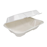 HD-B034 | Sugarcane Clamshell Food Container | 9x6x3" - open