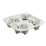 HD-CSC-C4 | Sturdy White Sugarcane 4 Cup Tray Holder - 400 pcs