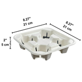 HD-CSC-C4 | Sturdy White Sugarcane 4 Cup Tray Holder - size