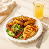 HD-P004 | 6" Compostable Sugarcane White Round Plate with meal