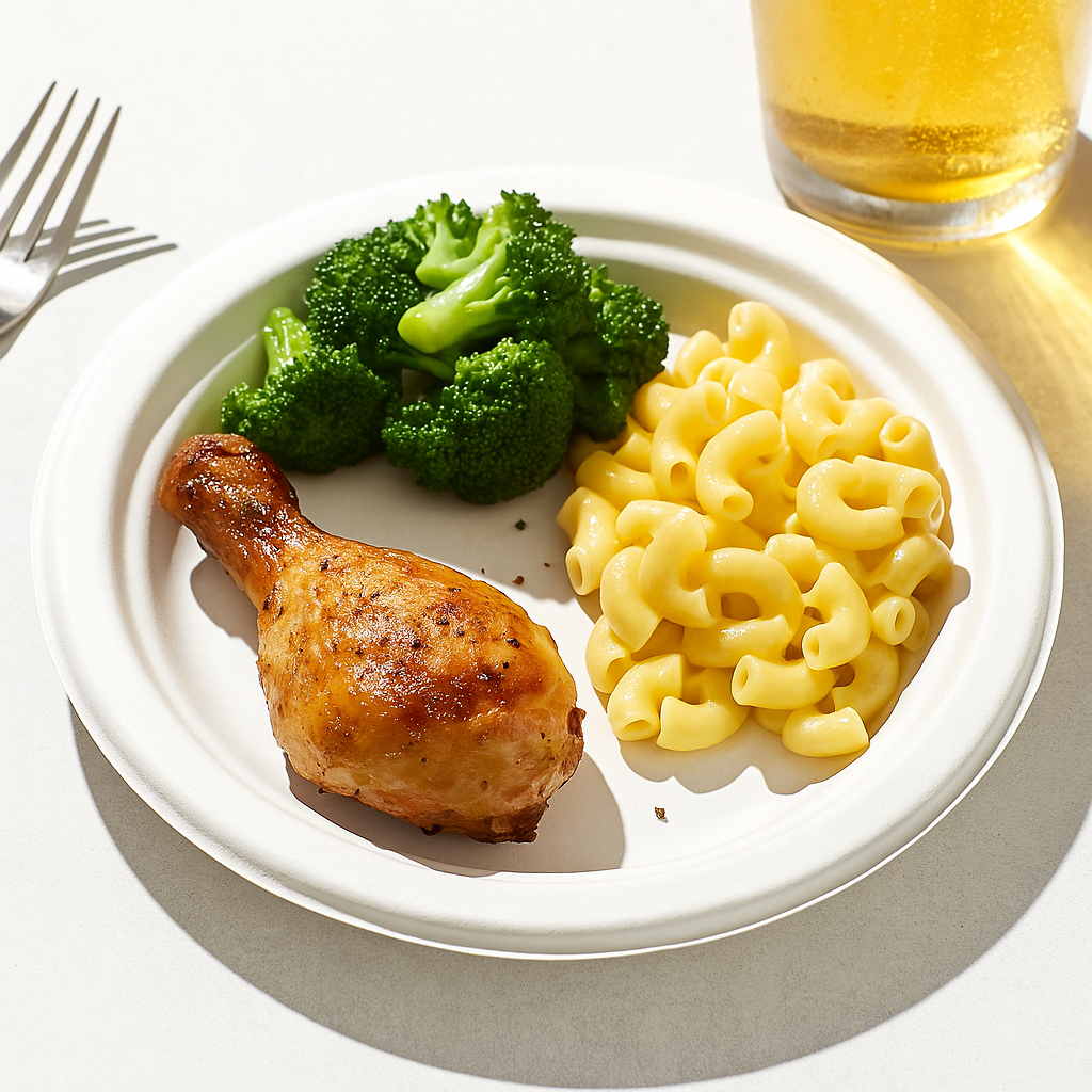 HD-P011_7_Compostable_Sugarcane_White_Round_Plate wIth food