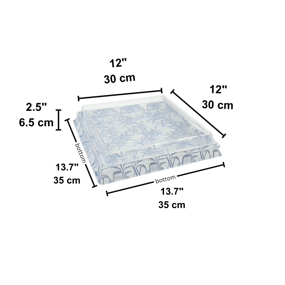 HD-SQ-13 | PET Square Blue Maple Sushi Tray w/Lid