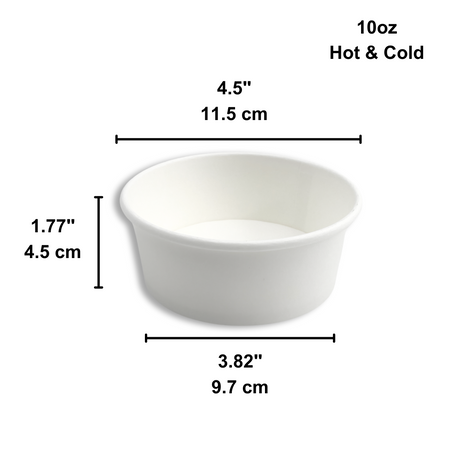 HD 10oz White Double Coating Paper Soup Cup | 115mm Top (Base Only) - size