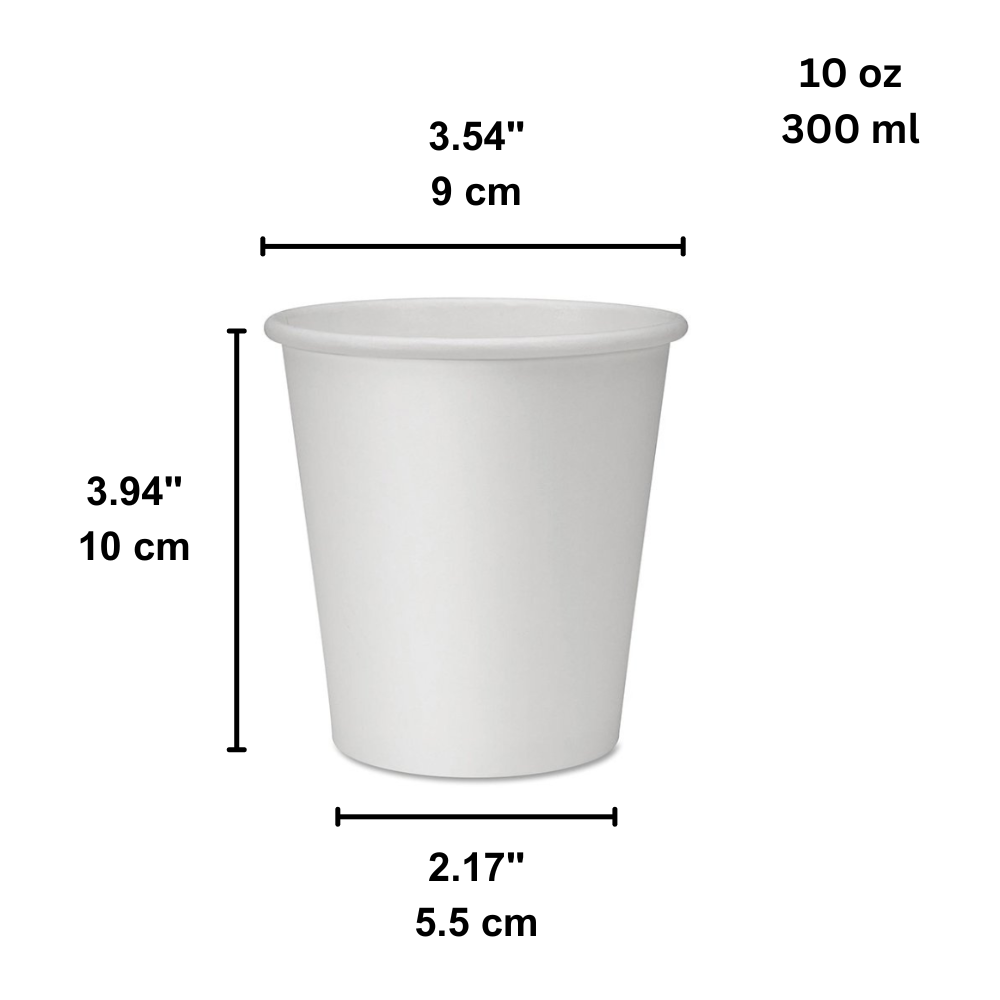 HD 10oz White Single Wall Paper Hot Cup | 90mm Top - size