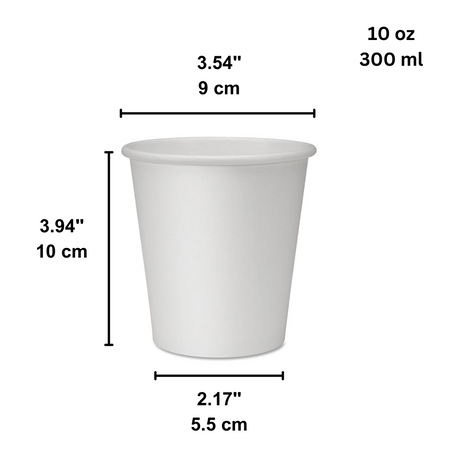 HD 10oz White Single Wall Paper Hot Cup | 90mm Top - size