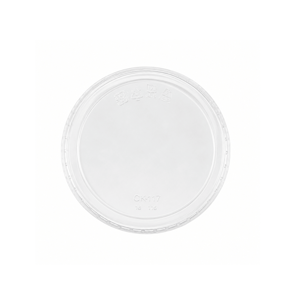 HD 117mm PET Clear Flat Lid | Fits 8–32oz Round Salad Containers - top