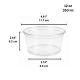 HD 12oz PET Clear Round Salad Container Dessert Cup | 117mm Top - size
