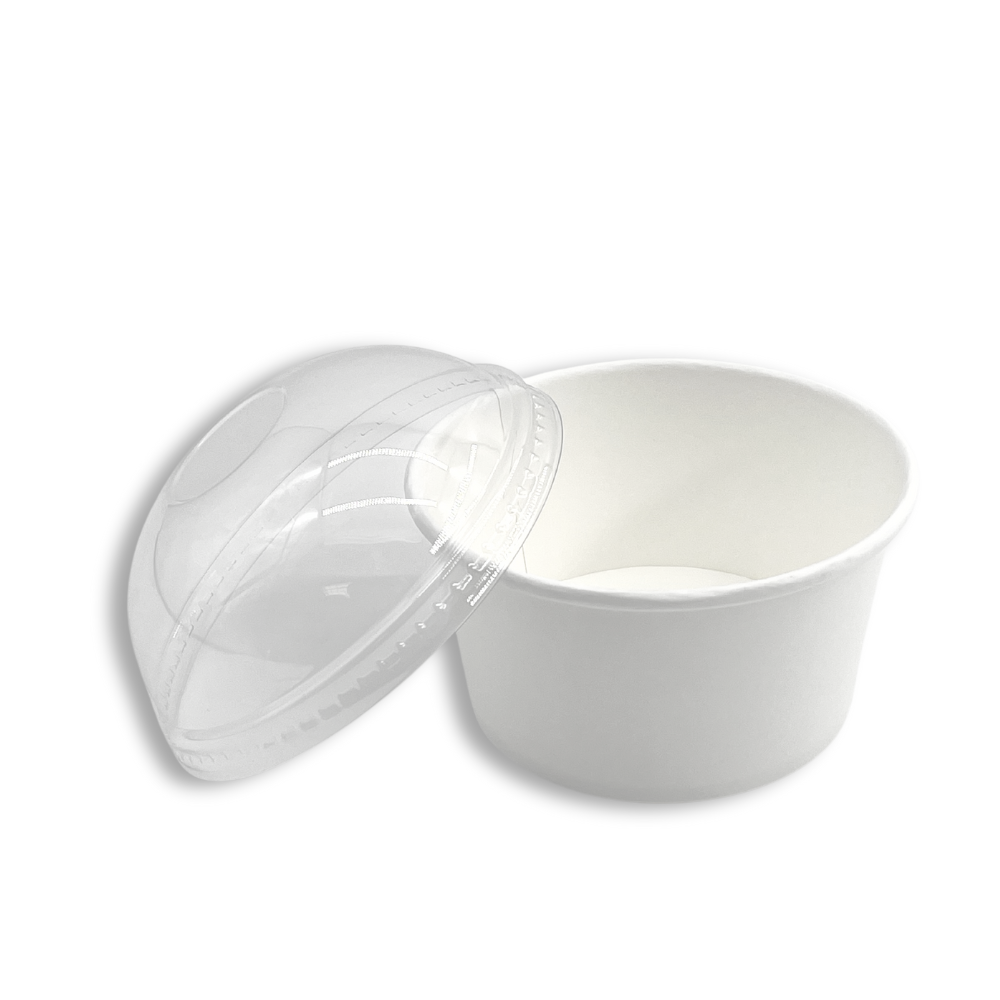 HD 12oz White Double Coating Paper Soup Cup | 115mm Top (Base Only) - dome lid