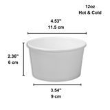 HD 12oz White Double Coating Paper Soup Cup | 115mm Top (Base Only) - size